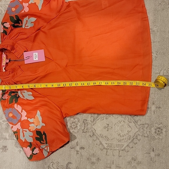 THML Elian Orange Floral Embroidered Blouse~Size Medium~NWT - Picture 3 of 7